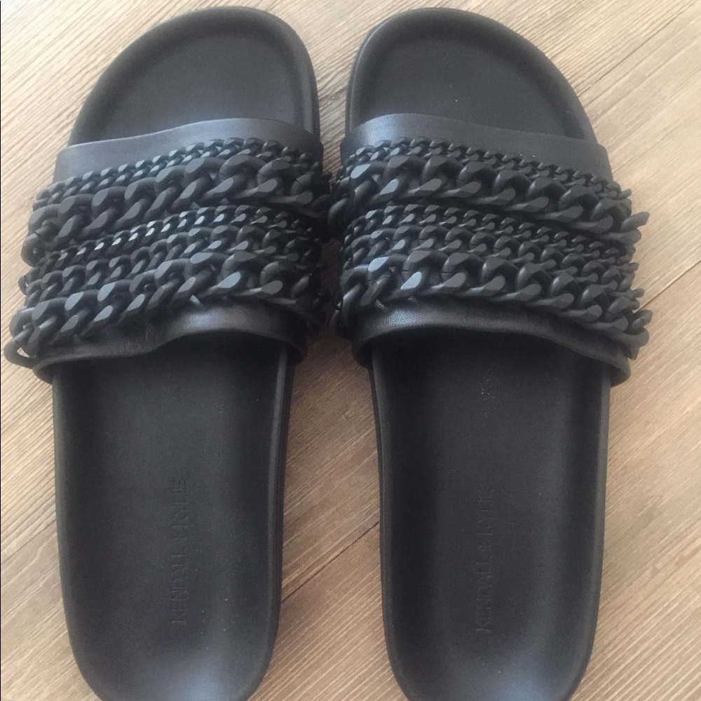 Brand new Kendall + Kylie leather “pool slide”.